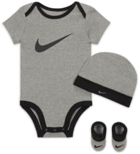 Nike Conjunto de 3 piezas de mono, gorro y botines Drk Grey Heather 6-12 meses