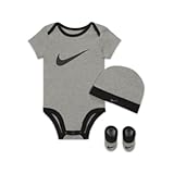 Nike 3-Piece Set Bodysuit, Hat and Booties Drk Grey Heather 6-12 Months