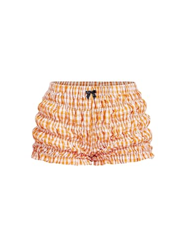 SOLY HUX Women's Ruffle Shorts Plaid Y2k Lace Bloomers Elastic Waist Frill Bottoms Gingham Micro...
