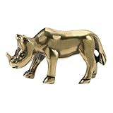 Figurine de rhinocéros en laiton : la statue de rhinocéros artisanale en laiton présente une taille compacte, sans prendre trop de place sur le bureau.