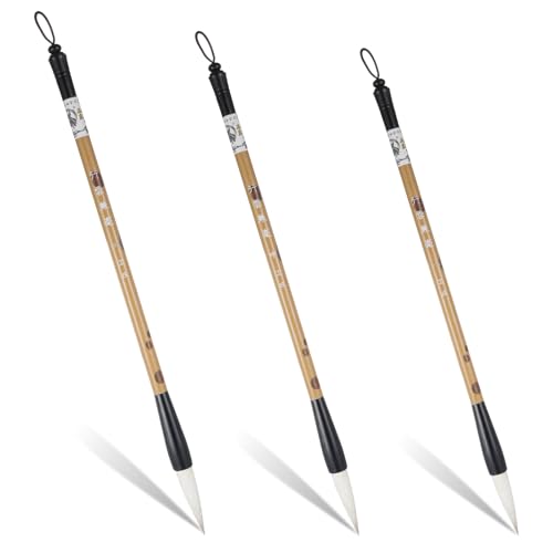 Chinese Painting Brushes Set 3 Sizes Chinese Calligraphy Brush Set Flower Bird Line-Drawing Brushes Writing Brush Painting with Bamboo Pen Holder Traditional Art Sumi