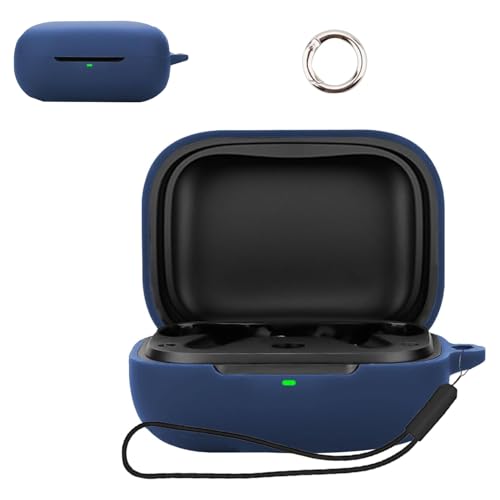 For EarFun Air Pro 4i ケース カバー【vaele】装着充電可能 全面保護 落下防止 キズ防止 耐衝撃 防塵 軽量 収納 カラビナ付き EarFun Air Pro 4i 対応(ブルー)