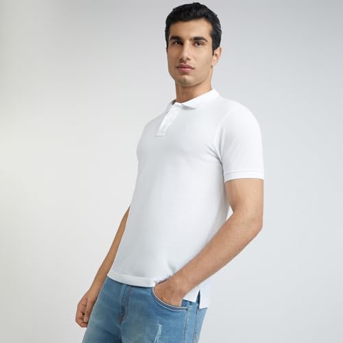 Image of Parx Men Regular Fit Solid Pattern Cotton Polyester Blend Half Sleeve Polo Neck Casual T-Shirt