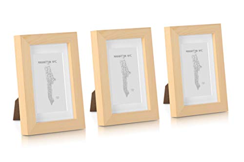 Classic by Casa Chic - Lot de 3 Cadres Photo 10 x 15 cm en Bois Massif et Vitre en Verre - Non Peint Cover
