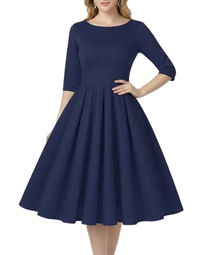 Image of MINTLIMIT Women's 1950s Retro Vintage Cocktail Party 3 /4 Sleeve Swing Dress