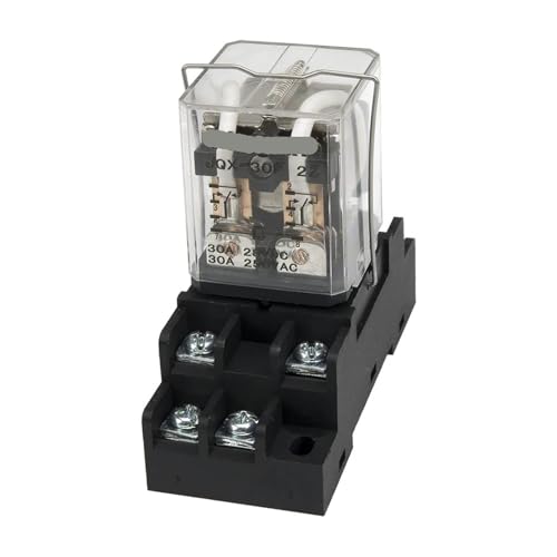 Relé electromagnético JQX-30F 110V CA 30A DPDT con base de zócalo para control