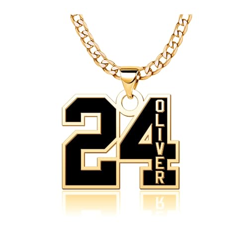 18K Gold Plated 19 Black Number Necklace for Athletes -