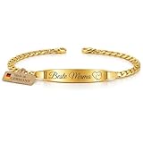 Gedikum Pulsera personalizada para mujer, oro auténtico de 18 quilates, acero inoxidable 316L, elegante pulsera, regalo para novia, cumpleaños y San Valentín, Mittelgroße, Acero inoxidable, Ninguno