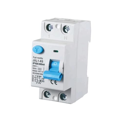 gloca Interruttore Differenziale Puro Salvavita 2P 63A 300mA 220V-6KA 2 Moduli DIN