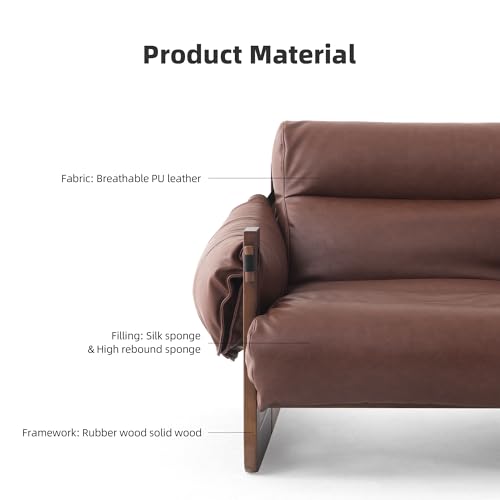 Sillón con estructura de madera y tapizado marrón miniatura 7