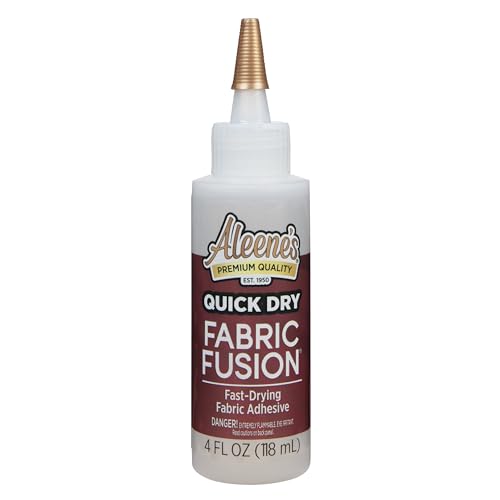 Aleene's Quick Dry Fabric Fusion, Fast-Drying Permanent Fabric Glue, Stong Bond Dries Soft and Clear in Minutes, 4 fl oz