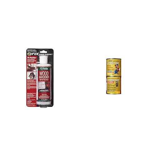 PC Products Wood Repair Bundle, PC-Petrifier Water-Based Wood Hardener, 8 oz, Milky White and PC-Woody Wood Repair Epoxy Paste, Two-Part 48 oz, Tan