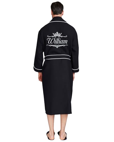 Lotus Linen Custom Monogram Robes for Men - Personalized Embroidered Bathrobe with Custom Names