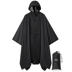 salamra Hooded Rain Poncho Waterproof Raincoat Jacket for Men/Women/Adults with Pocket