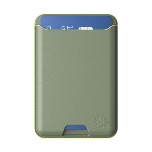 Image of PopSockets Phone Wallet Without Expanding Grip, Phone Card Holder, Wireless Charging Compatible, Wallet Compatible with MagSafe Vegan Leather- Eucalyptus