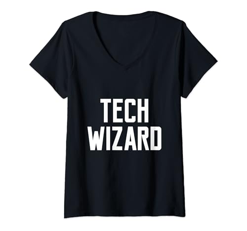 Womens Tech Wizard T-Shirt Funny Quote Technical Computer Support V-Neck T-Shirt