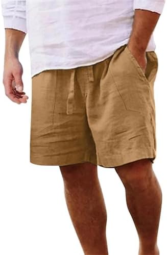 Yageshark Shorts Herren Sommer aus Leinen Leichte Luftige Einfarbige Lockere Passform Freizeit Kurze Hose