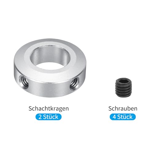 QUARKZMAN Aluminium Stellringe 17 mm Innendurchmesser Klemmring Silber Wellensicherungsring Bohrung Set-Schrauben-Stil Klemmringe Tiefenanschlag für Bohrer Auto Robotik Fertigung 2 Stück