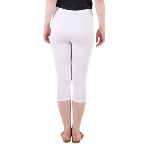 Image of DIAZ Women Cotton Stretchable Capri | Slim /Regular Fit | Breathable Yoga, Gym & Lounge Wear | High-Waist Stretchable 3 /4 Length Leggings with Wide Waistband - Pack of 1