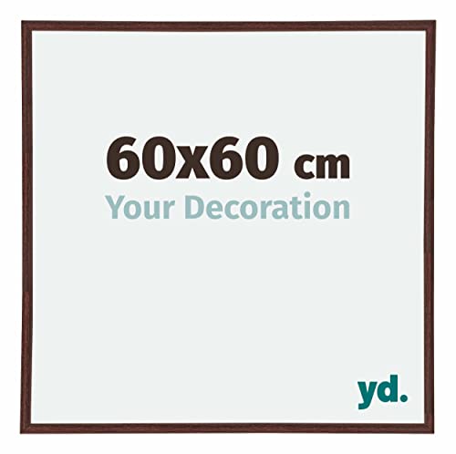 yd. Your Decoration - Bilderrahmen 60x60 cm - Braun - Bilderrahmen aus Kunststoff mit Acrylglas - Antireflex - Rahmen 60x60 cm - Annecy