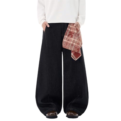 Men's Jeans Spring Autumn American Retro Blue Denim Wide Leg Long Pants for Men