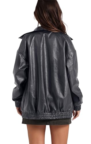 Image of Sampeel Leather Jacket Women Faux Oversized Motorcycle Bomber Coats 2026 Fall Fashion Outfits Winter Clothes