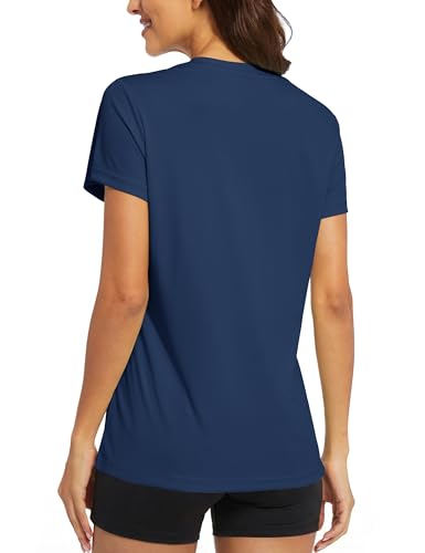 Image of MAGCOMSEN Women's Short Sleeve T-Shirts UPF 50+ Sun Protection Shirts Quick Dry Athletic Running Workout Tops Rash Guard