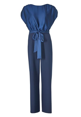 Swing Jumpsuit aus Material-Mix, Größe:38, Farbe:Navy