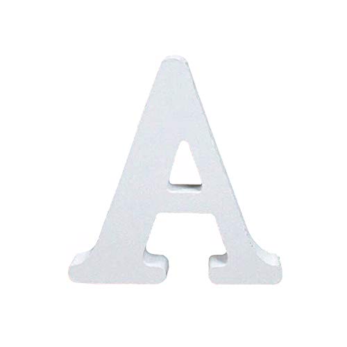 Letras de Madera, Toifucos A-Z 10cm DIY Madera de Alfabeto Inglés Adornos artesanales para Casa Boda Cumpleaños Decoración de fiesta Accesorios, Blanco 1 pieza A