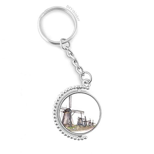 Porte-clés rotatif moulin à vent hollandais comme idée cadeau