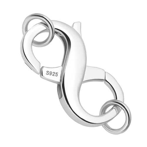 Ryaupy 1 Pièce Fermoir à Homard en Argenté - Fermoir Mousqueton 925 Sterling pour Collier/Bracelet - Attache Bijoux Double Ouverture (16mm) - Bijoux à...