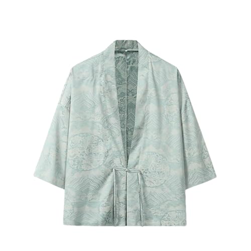 Veste chemise style chinois pour homme au design kimono haori noir