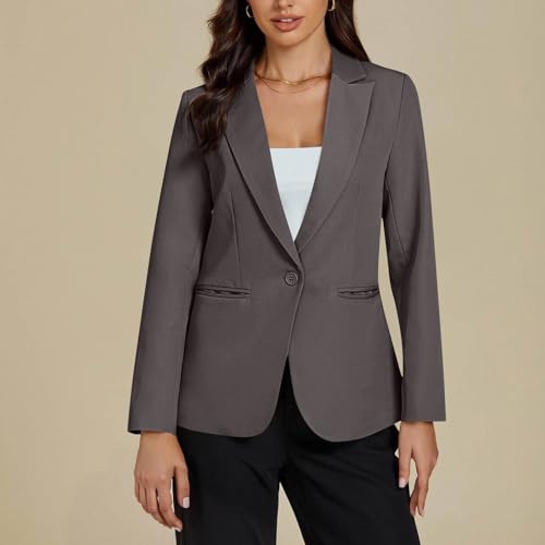 Womens Blazer Business Casual Open Front Cardigan Tops Office Work Long Sleeve Light Suit Jackets with Pockets A012