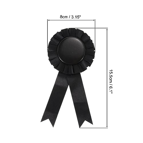 PATIKIL Blank Award Ribbon, 12 Pcs Rosette Ribbon Honorable Prize Recognition Ribbon for DIY Party, Wedding, Competition, Sport, Black - Image 2