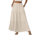 Lepunuo High Waisted Maxi Skirt Women Casual Flowy Trendy Cute Long Skirts with Pockets