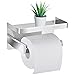Toilettenpapierhalter Ohne Bohren mit Ablage, MEIJO Klopapierhalter SUS304 Edelstahl WC Rollenhalter Selbstklebend Klorollenhalter Wandmontage für Küche und Badzimmer (Silber)