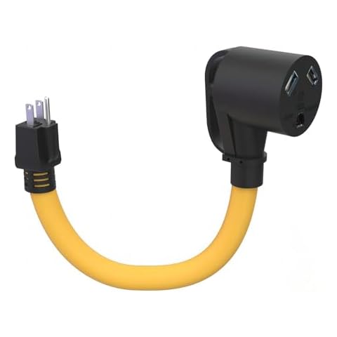 M1A2 30 Amp to 15 Amp 110V RV Adapter Cord NEMA 5-15P Male to TT-30R Female Electrical Power Dogbone with Grip Handle, Heavy Duty STW 10 Gauge for RV Trailer Camper Cover