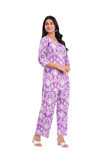 Image of YAZIA Women Cotton Lounge Wear Set - Printed Top & Pyjama Co-Ord Set | Soft Breathable Fabric | Daily, Nightwear & Home Wear | Small to 3XL