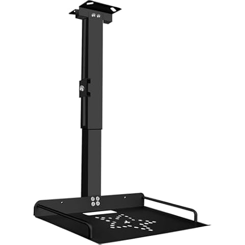 2-Be-Best Universal Ceiling Mount with Tray for Projector, 11.8IN-20.5IN / 30CM-52CM Height Adjustable Projector Shelf Ceiling Projector Mount for Wall/Ceiling (Black Upgrade Cover