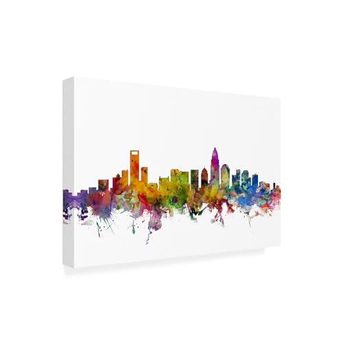 Trademark Fine Art Charlotte North Carolina Skyline by Michael Tompsett, 22x32-Inch