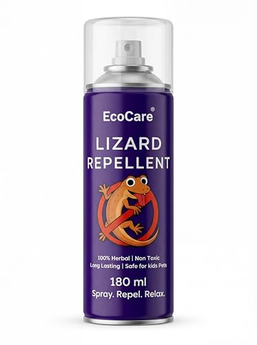 EcoCare Lizard Repellent Spray for Home, Office, Godowns | 100% Non-Toxic | Kids & Pets Safe, Skin-Safe | No Kill Just Repel | 60 Days Long Protection India's 1st Repellent Aerosol Based) 180ml
