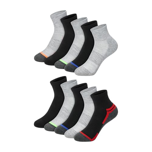 Hanes Boys' Moves Ankle, Breathable Mesh Performance Socks, Moisture-Wicking, 10-Pack