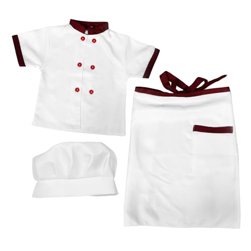 Disfraz de chef para niños con delantal blanco y gorro de cocina Toyvian