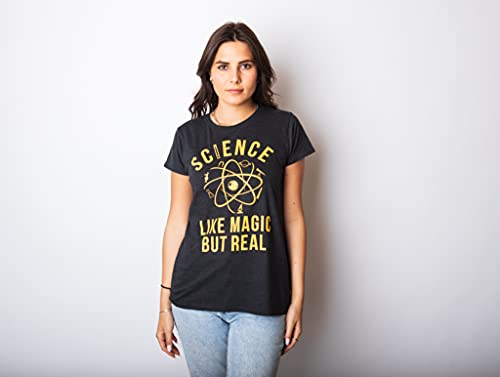 Womens Science Like Magic But Real T Shirt Funny Nerdy Teacher Tee Funny T Shirts Nerd Tops for Women Cool Science Top Women\'s Novelty Tees Black XL - Thumbnail 4