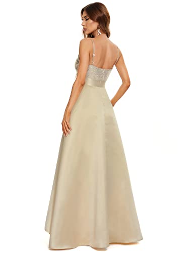 Ever-Pretty Women's Plus Size A-Line V-Neck Sequin Irregular Ball Gowns Holiday Party Dress Gold Us26 #TOP1