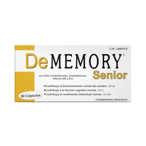 DeMemory Senior 60 Cápsulas - Contribuye al Funcionamiento Normal del Cerebro en Personas Mayores - con DHA, Fosfolípidos, Vitamina B5 y Zinc