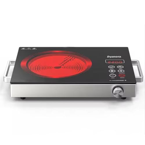 Image of Dyanora 2200W Infrared Cooktop with Crystal Glass Touch Panel | 4 Pre-Set Modes (Stir-fry, BBQ, Hot Pot, Steam) | Adjustable 60C - 600C | Digital Time & Watt Display | Classic Silver Design