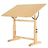VISWIN 76 x 107 cm Table à Dessin en Bois Extra-Large, Hauteur et Angle Réglables, Table d'artiste en Bois de Pin Massif pour Dessin, Inclinable à Plat, Bureau d'art de Studio pour Peinture