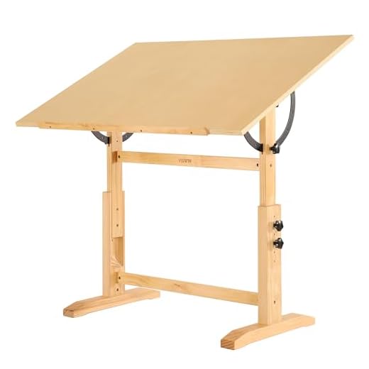 VISWIN Mesa de Dibujo Extra Grande de Madera de 76 x 107 cm, Altura y ángulo Ajustables, Mesa de Artista de Madera de Pino Maciza para Dibujar, se inclina Plana, Escritorio para Manualidades
