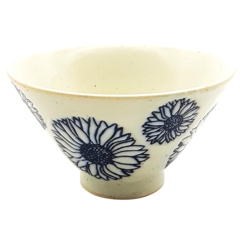 波佐見焼 飯碗 お茶碗 ご飯茶碗 花 青 11cm サンフラワー 勲山製陶 陶器 日本製 481397